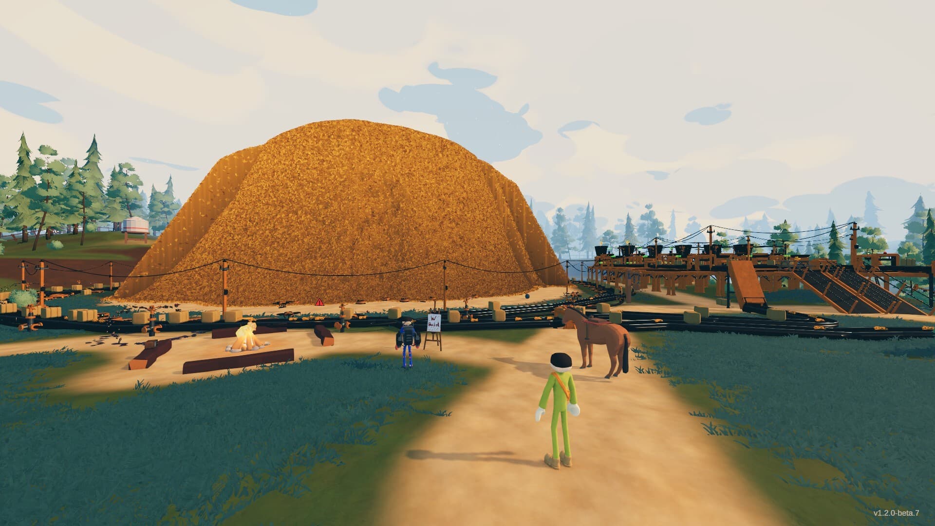 The haystack towers over the village at the start of a game